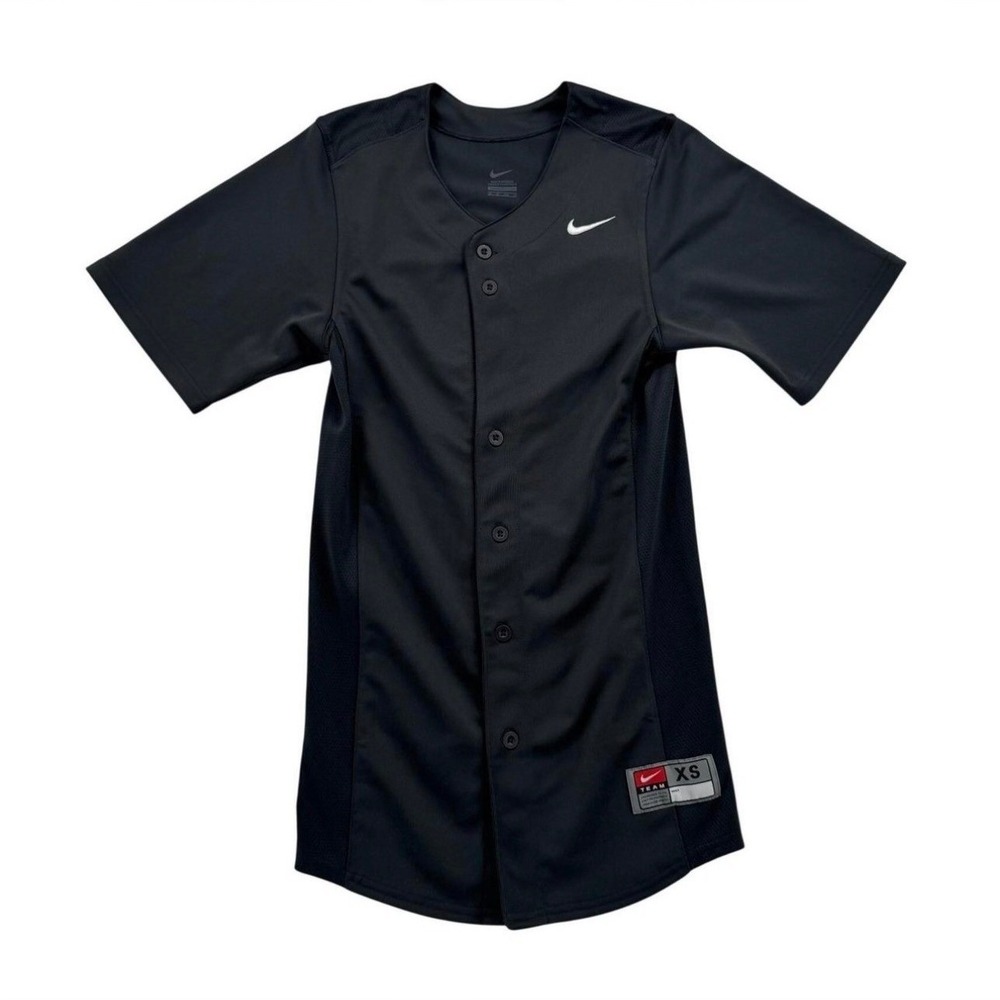 Nike Baseball Jersey Mens XS Gray Excellent Full Button Mesh Team 519558-060